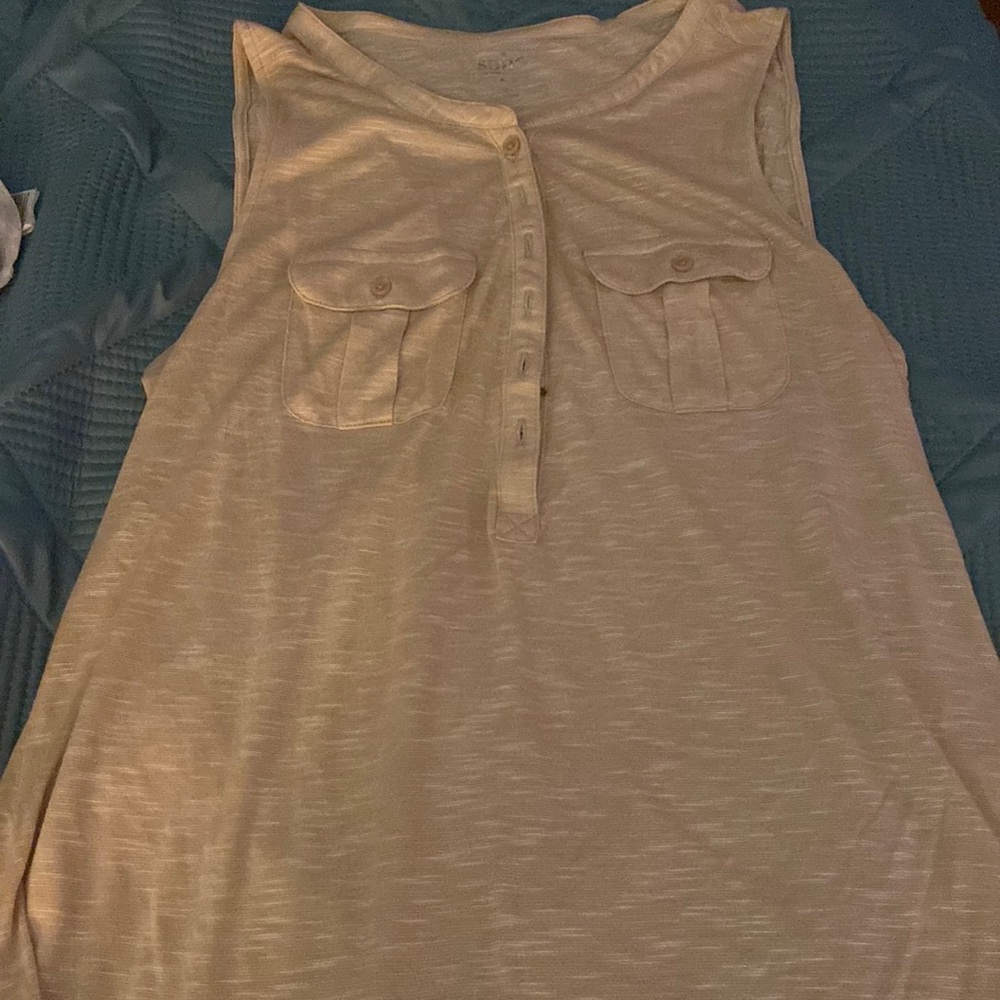 Button Up Sandy Tank Top with Front Pockets